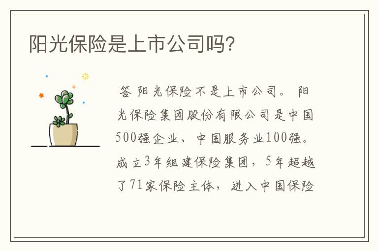 阳光保险是上市公司吗？