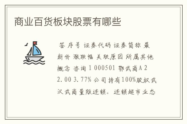 商业百货板块股票有哪些