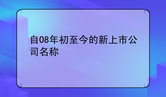 自08年初至今的新上市公司名称